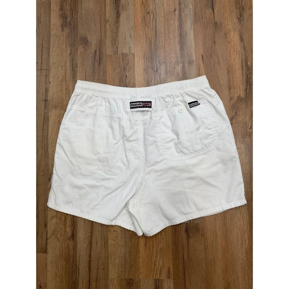 Vintage Reebok Athletic Department White Cotton Shorts Men's L Drawstring Logo